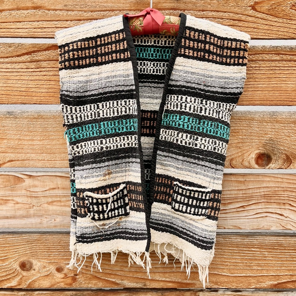 ☮️Vintage 70s festival vest Mexican blanket